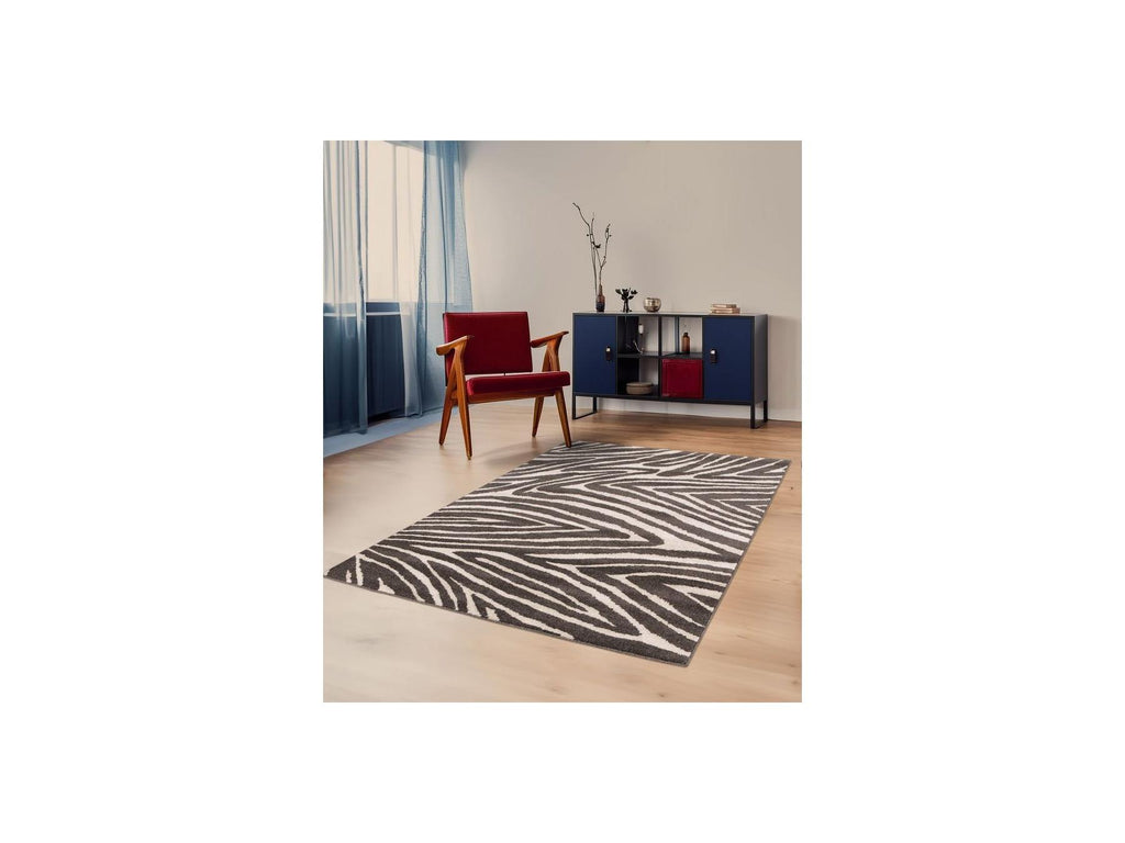 Zayn - Tapis Poils Ras - Motif Abstrait - Gris