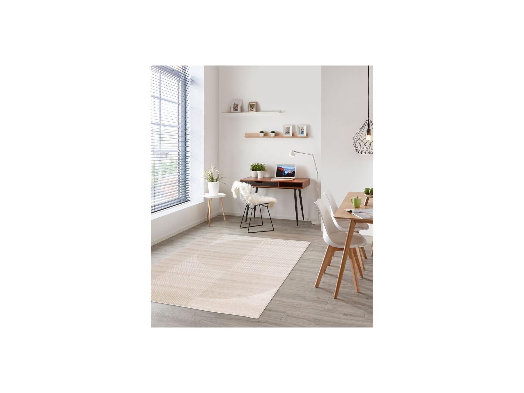 Irena - Tapis Poils Ras - Motif Abstrait - Beige