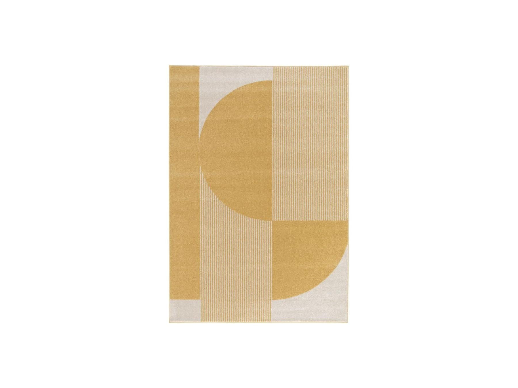Irena - Tapis Poils Ras - Motif Abstrait - Jaune