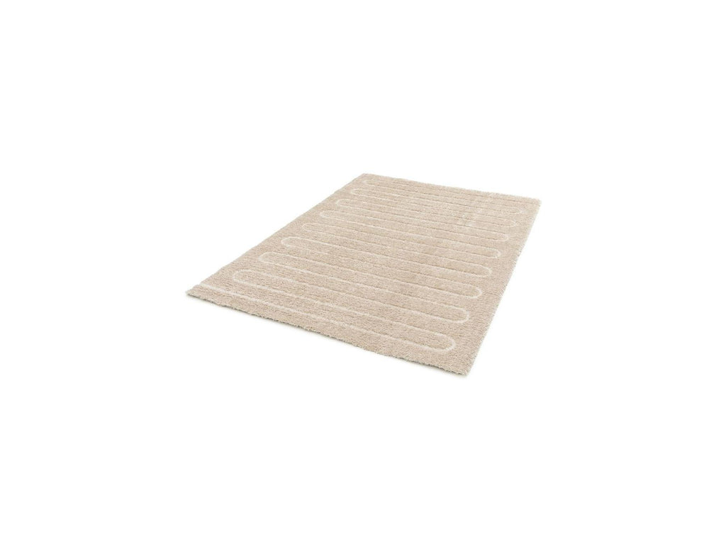 Cyrello - Tapis Poils Longs - Motif Graphique - Beige