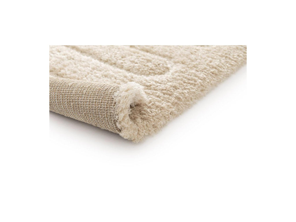 Cyrello - Tapis Poils Longs - Motif Graphique - Beige