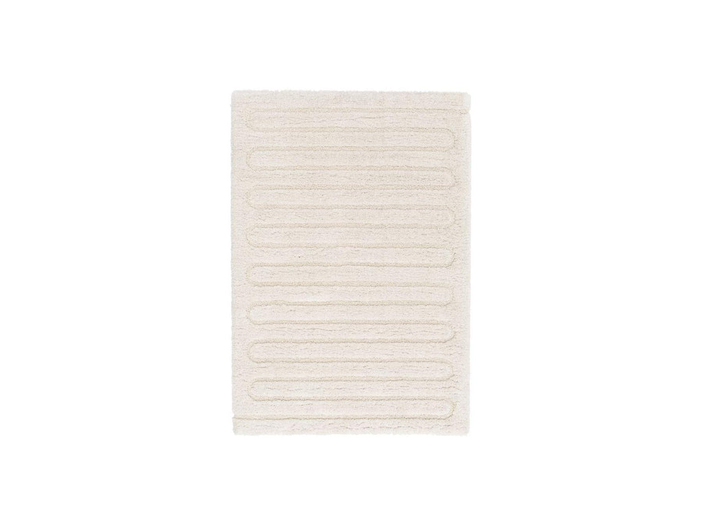 Cyrello - Tapis Poils Longs - Motif Graphique - Ecru