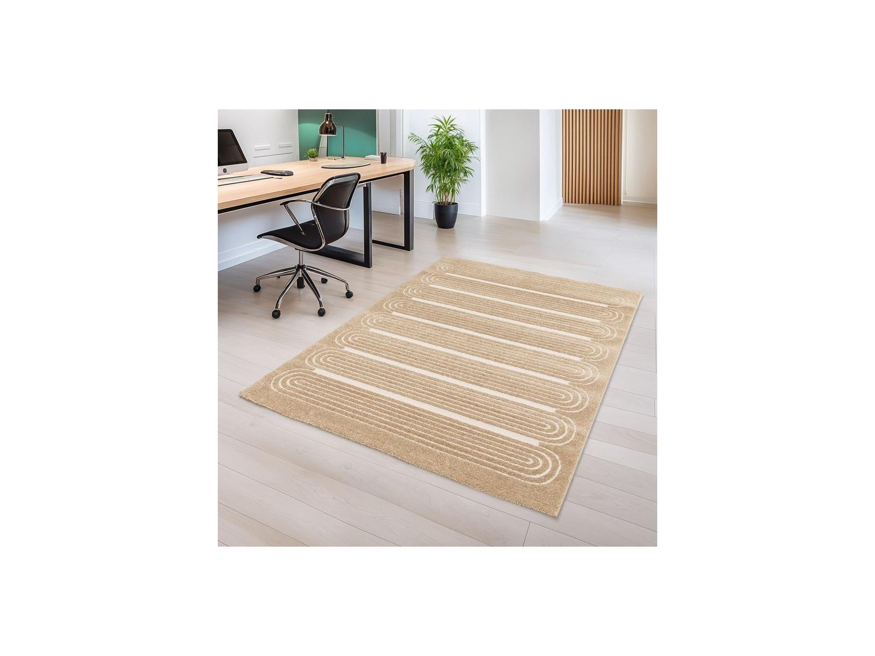 Iago - Tapis Poils Courts - Motif Graphique - Marron