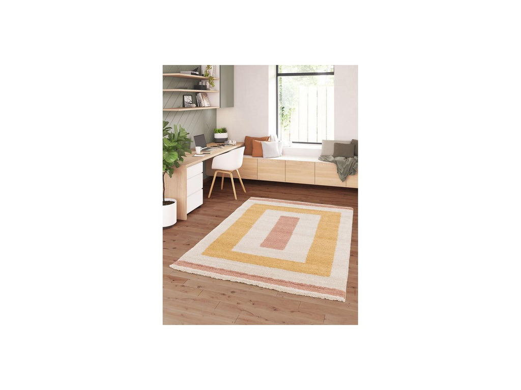 Loan - Tapis Poils Longs - Motif Graphique - Jaune