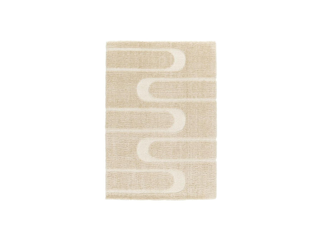 Caleb - Tapis Poils Longs - Motif Graphique - Beige