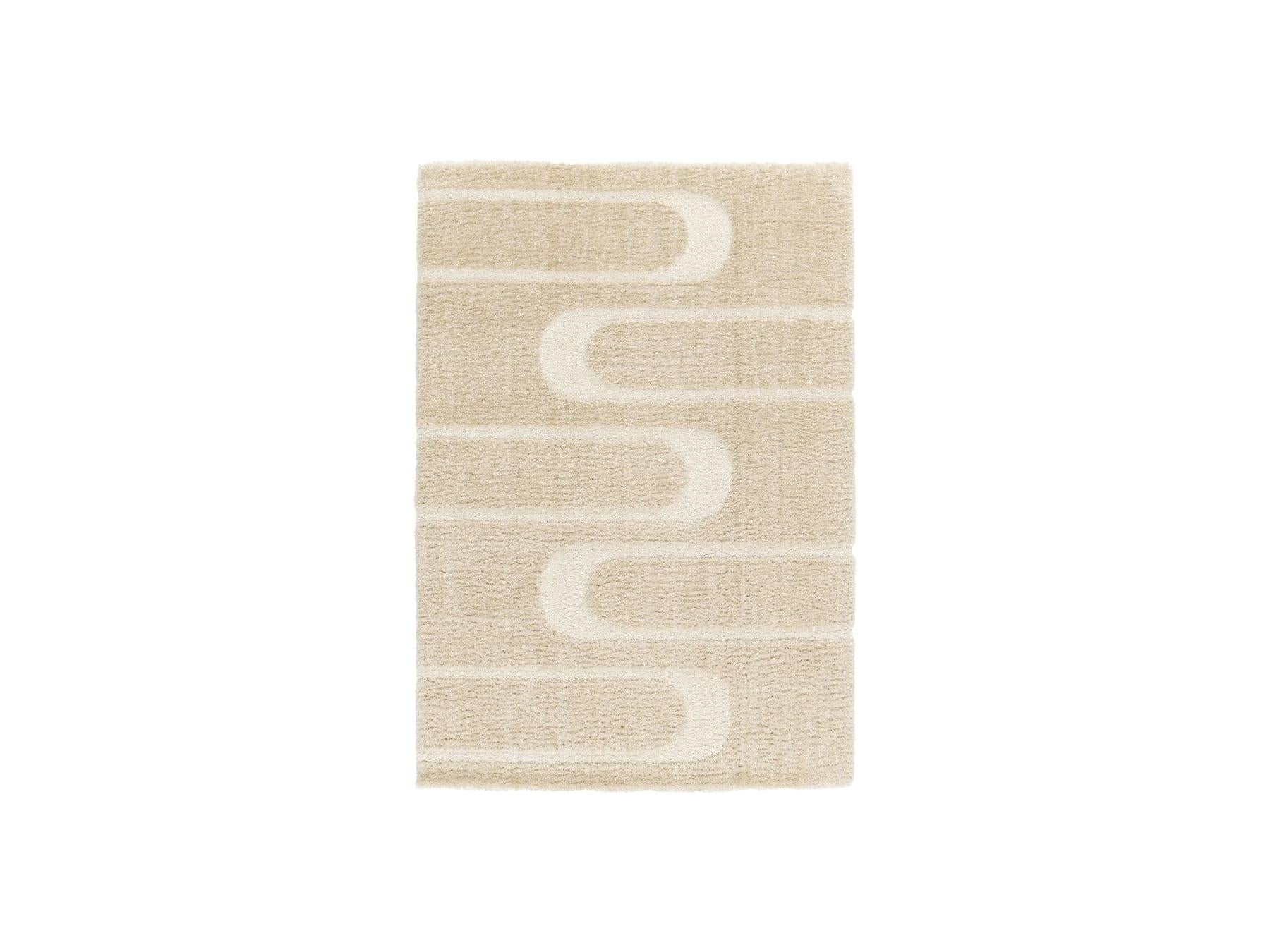 Caleb - Tapis Poils Longs - Motif Graphique - Beige