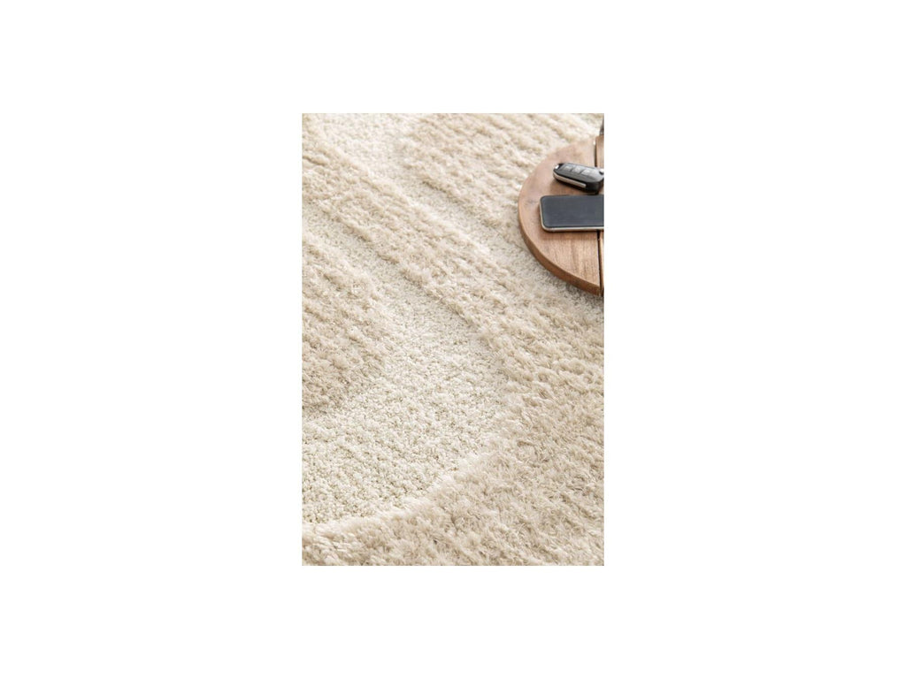 Caleb - Tapis Poils Longs - Motif Graphique - Beige