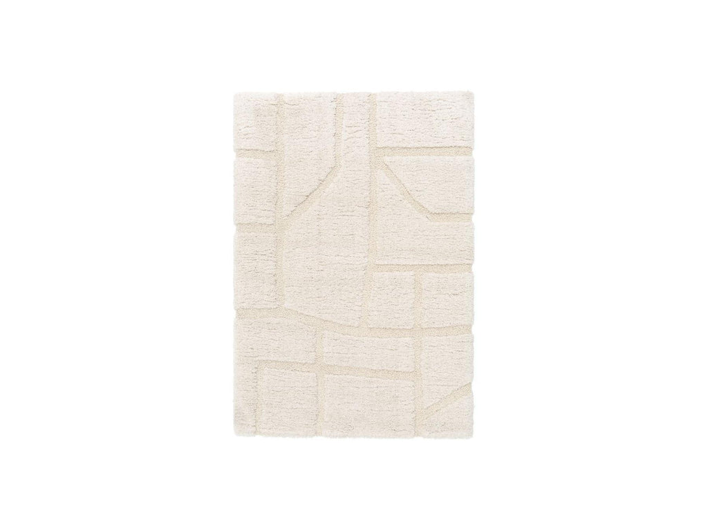 Marina - Tapis Poils Longs - Motif Graphique - Ecru