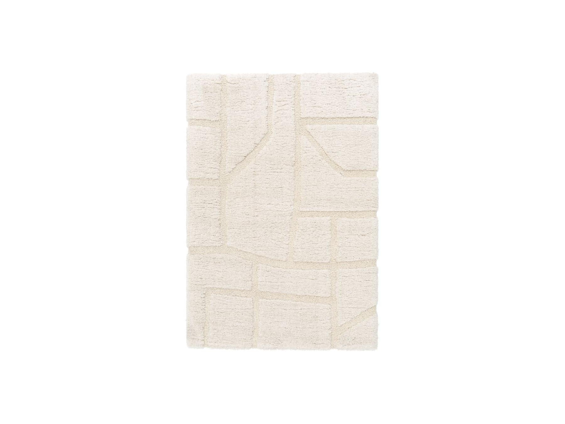 Marina - Tapis Poils Longs - Motif Graphique - Ecru