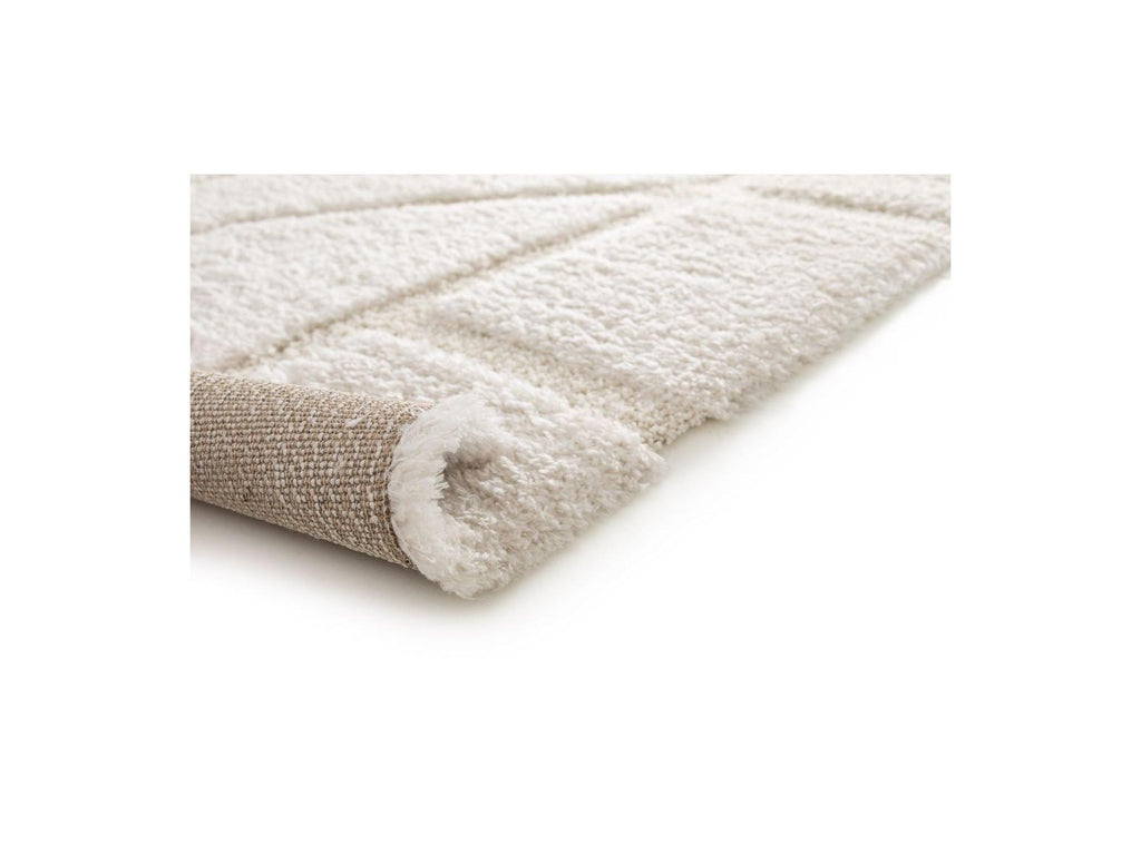 Marina - Tapis Poils Longs - Motif Graphique - Ecru