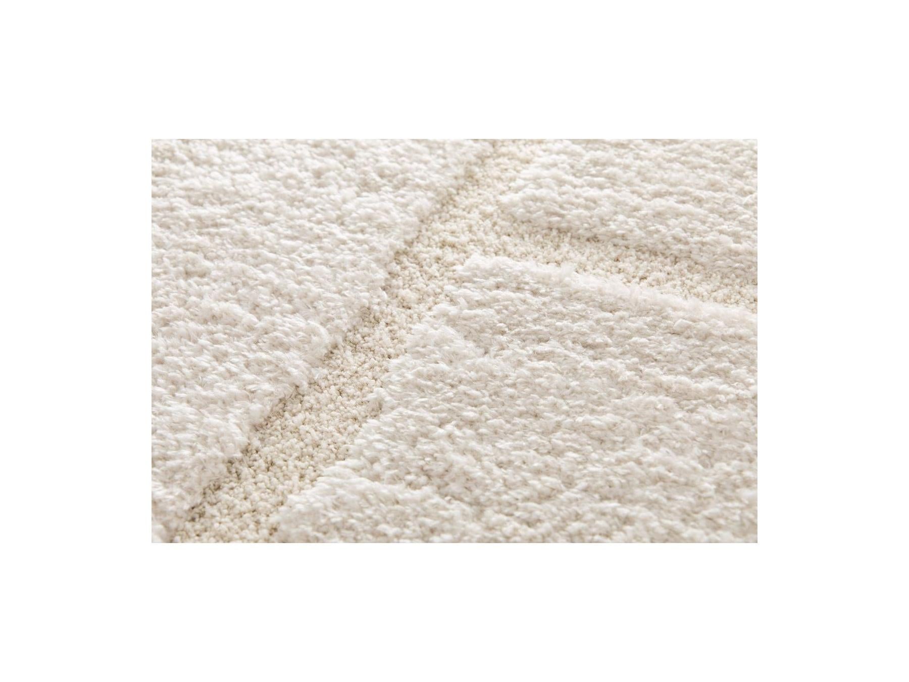 Marina - Tapis Poils Longs - Motif Graphique - Ecru