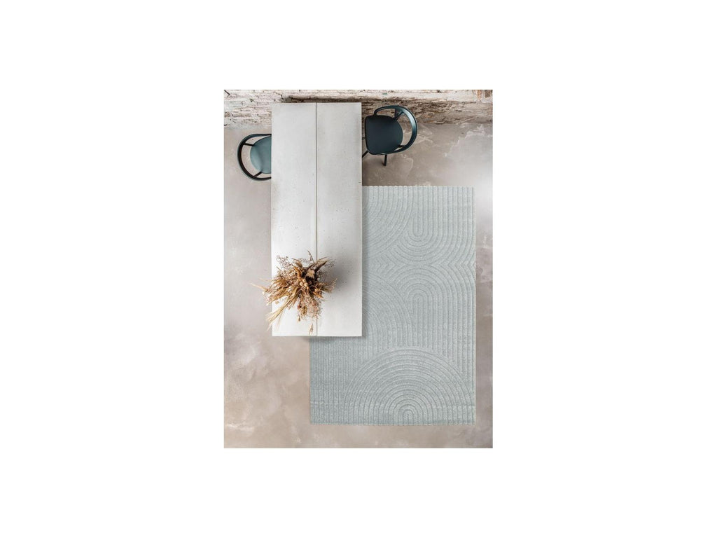 Herve - Tapis Poils Ras - Motif Abstrait - Bleu