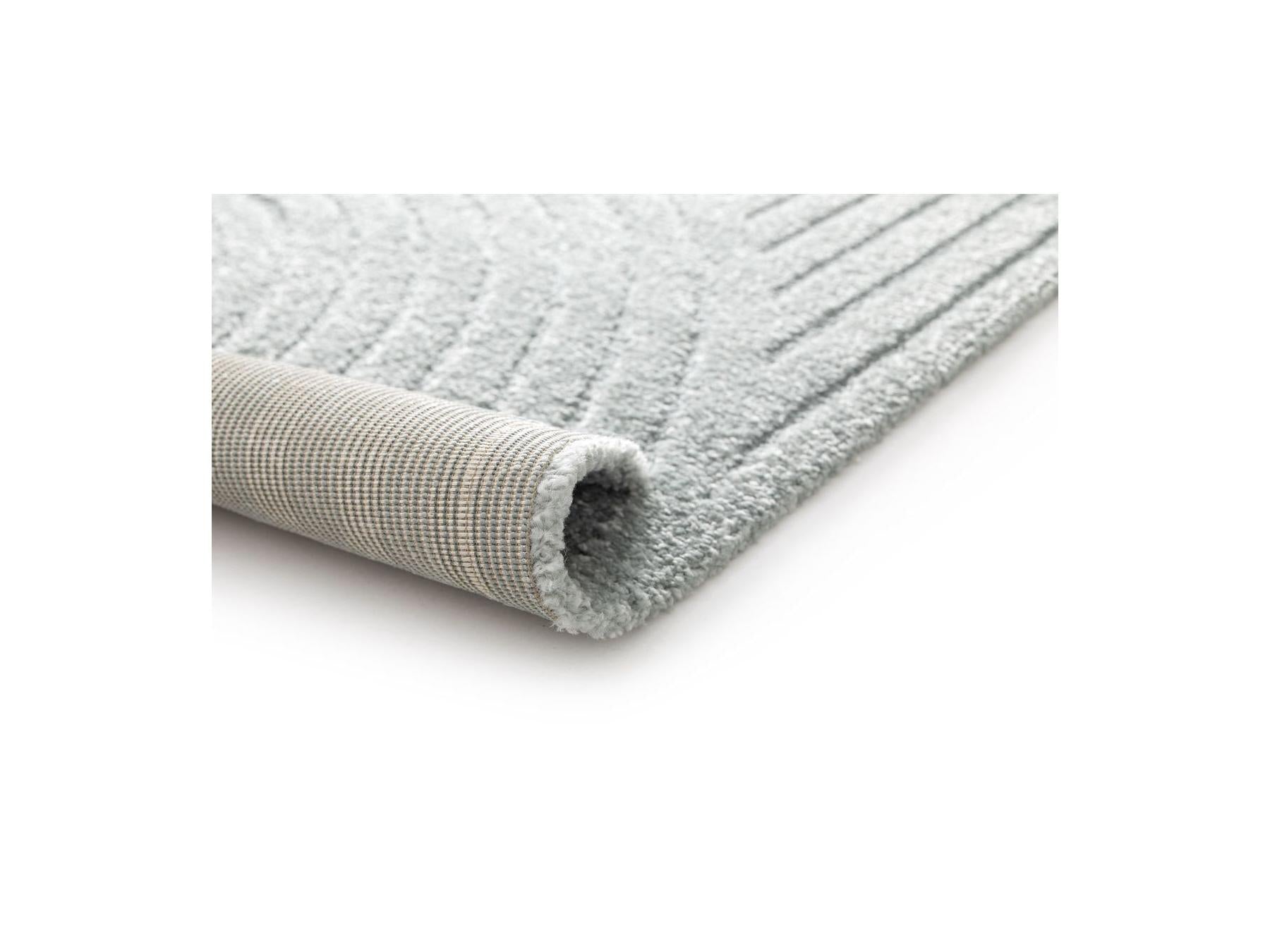Herve - Tapis Poils Ras - Motif Abstrait - Bleu
