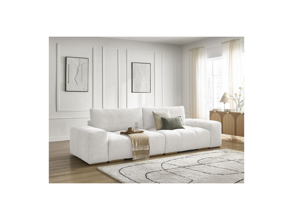 Anakin - Fixed Straight 3-Seater Sofa - Bouclé Fabric - 2 Cushions