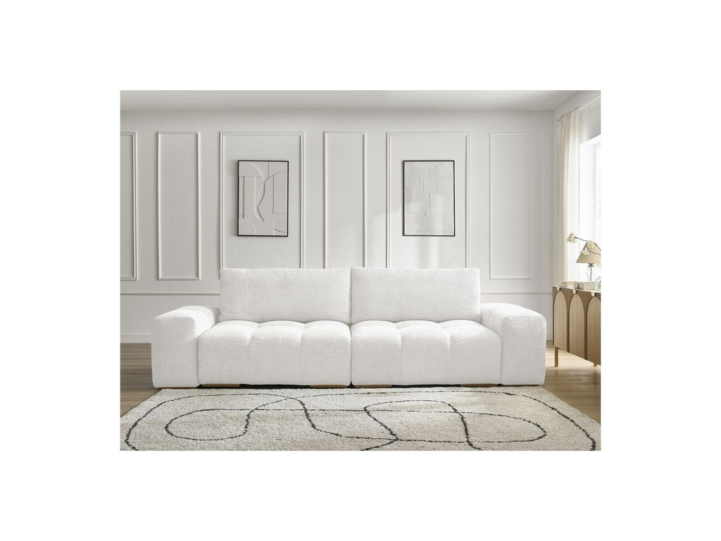 Anakin - Fixed Straight 3-Seater Sofa - Bouclé Fabric - 2 Cushions