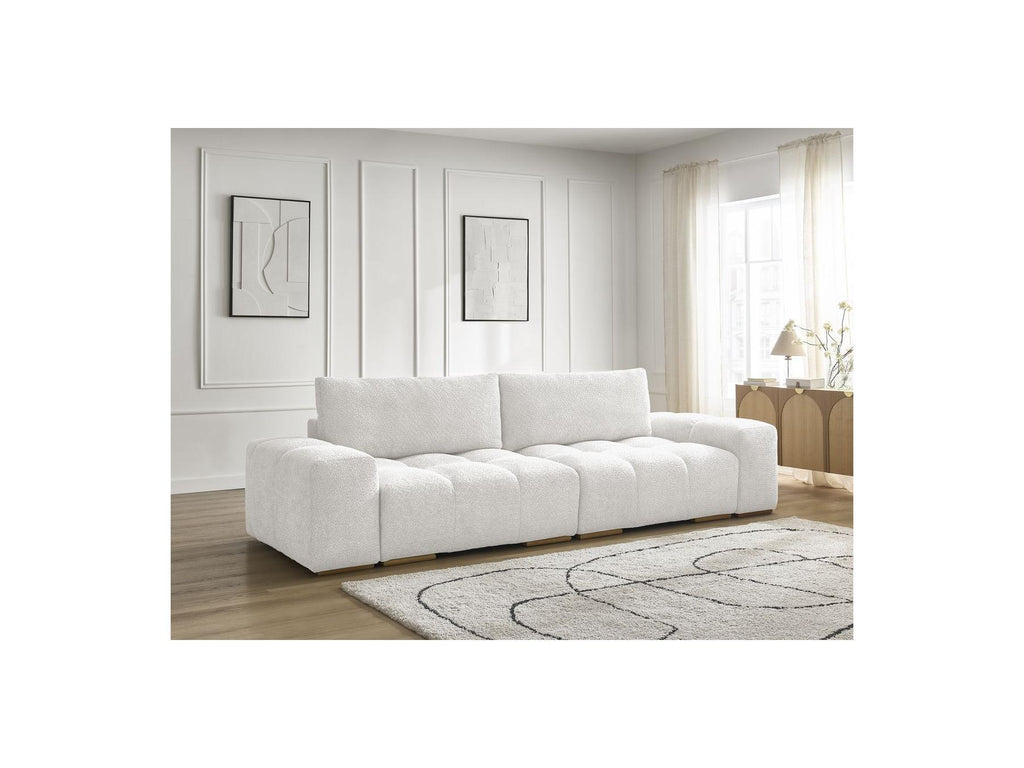Anakin - Fixed Straight 3-Seater Sofa - Bouclé Fabric - 2 Cushions