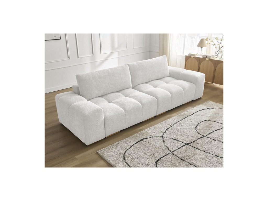 Anakin - Fixed Straight 3-Seater Sofa - Bouclé Fabric - 2 Cushions
