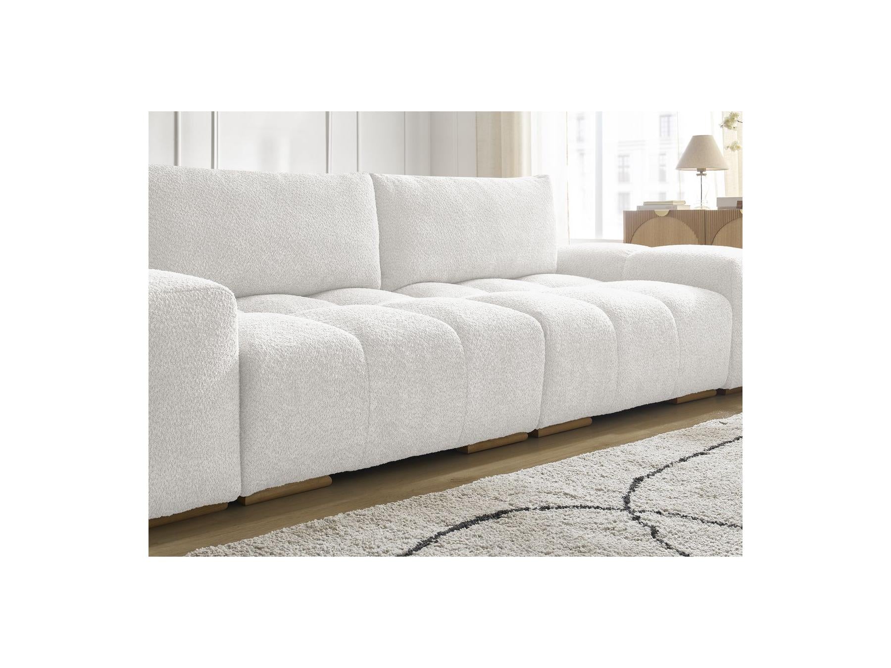 Anakin - Fixed Straight 3-Seater Sofa - Bouclé Fabric - 2 Cushions