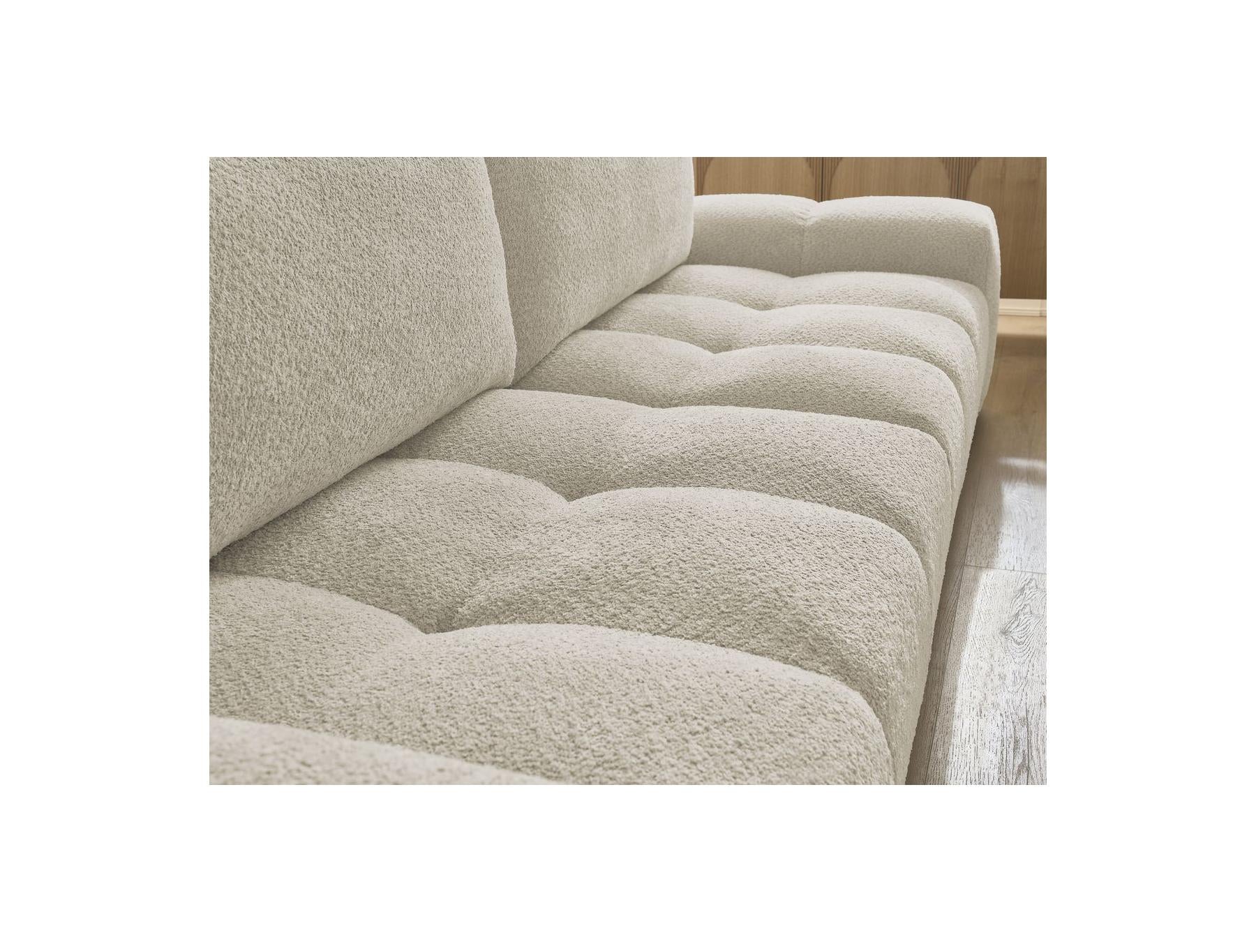 Anakin - Fixed Straight 3-Seater Sofa - Bouclé Fabric - 2 Cushions
