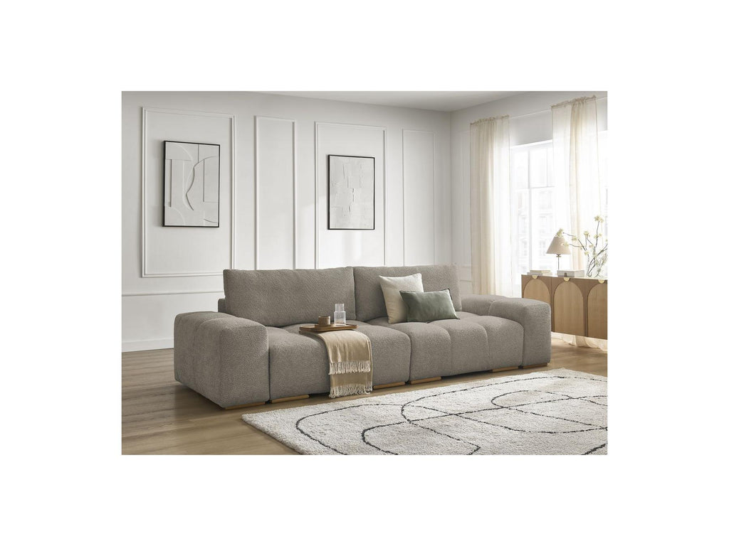 Anakin - Fixed Straight 3-Seater Sofa - Bouclé Fabric - 2 Cushions