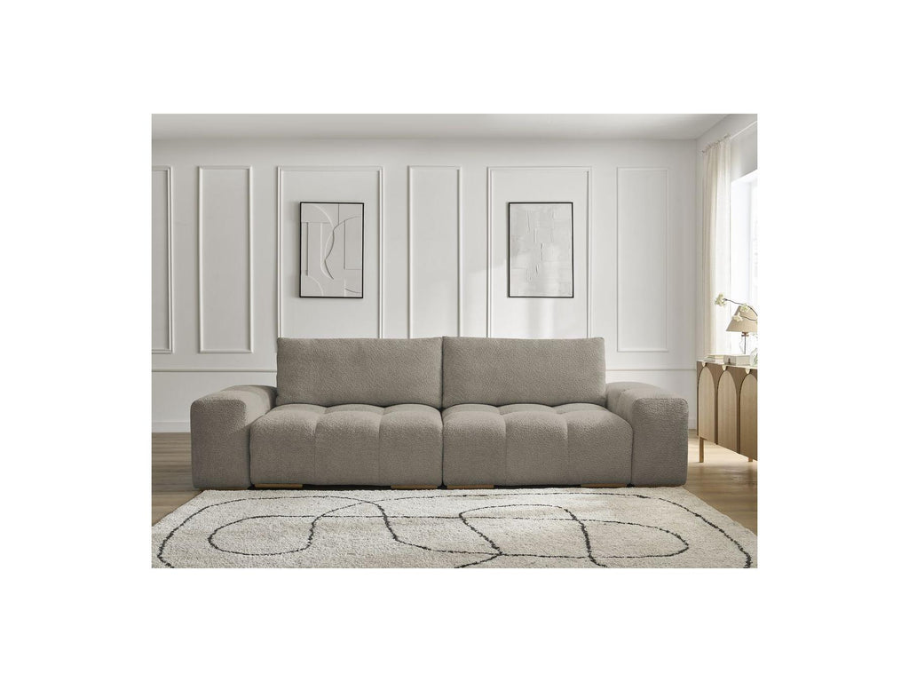 Anakin - Fixed Straight 3-Seater Sofa - Bouclé Fabric - 2 Cushions