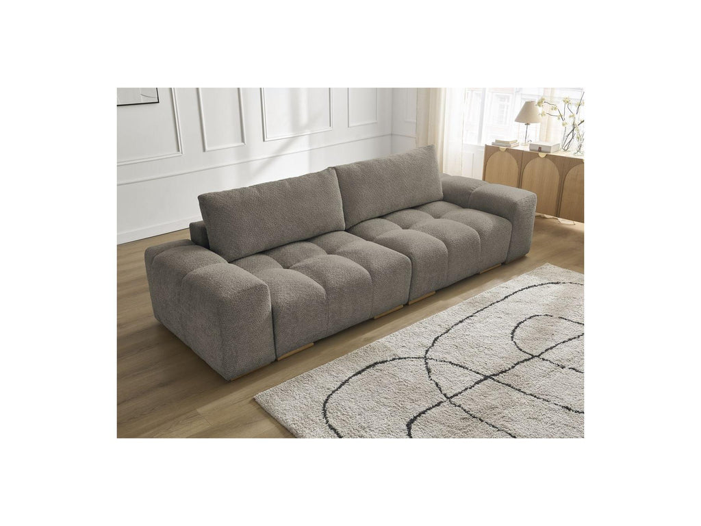 Anakin - Fixed Straight 3-Seater Sofa - Bouclé Fabric - 2 Cushions