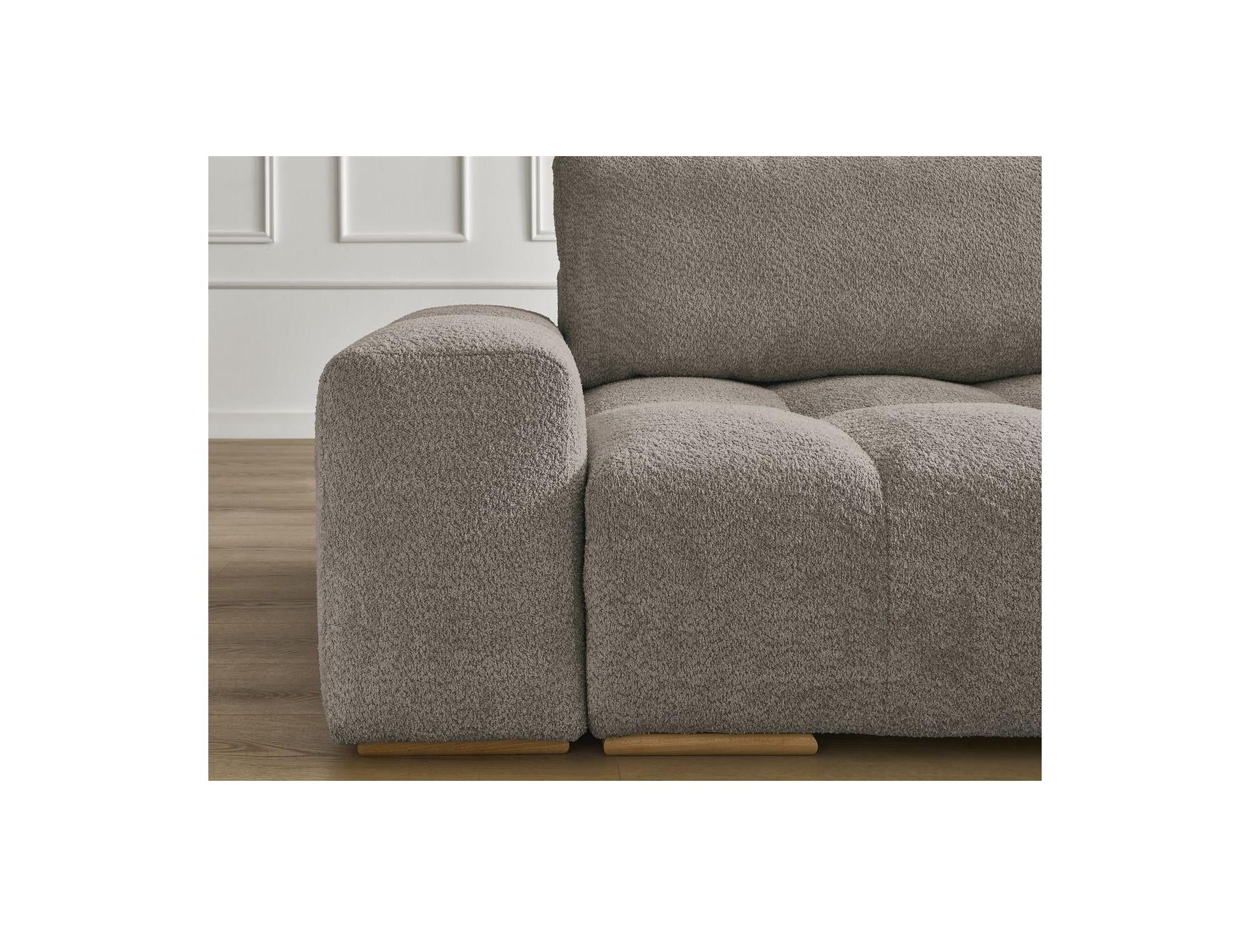 Anakin - Fixed Straight 3-Seater Sofa - Bouclé Fabric - 2 Cushions