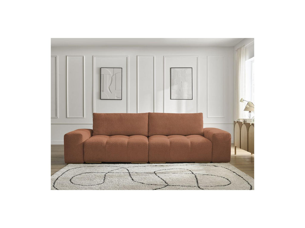 Anakin - Fixed Straight 3-Seater Sofa - Bouclé Fabric - 2 Cushions