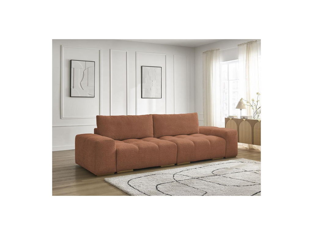 Anakin - Fixed Straight 3-Seater Sofa - Bouclé Fabric - 2 Cushions
