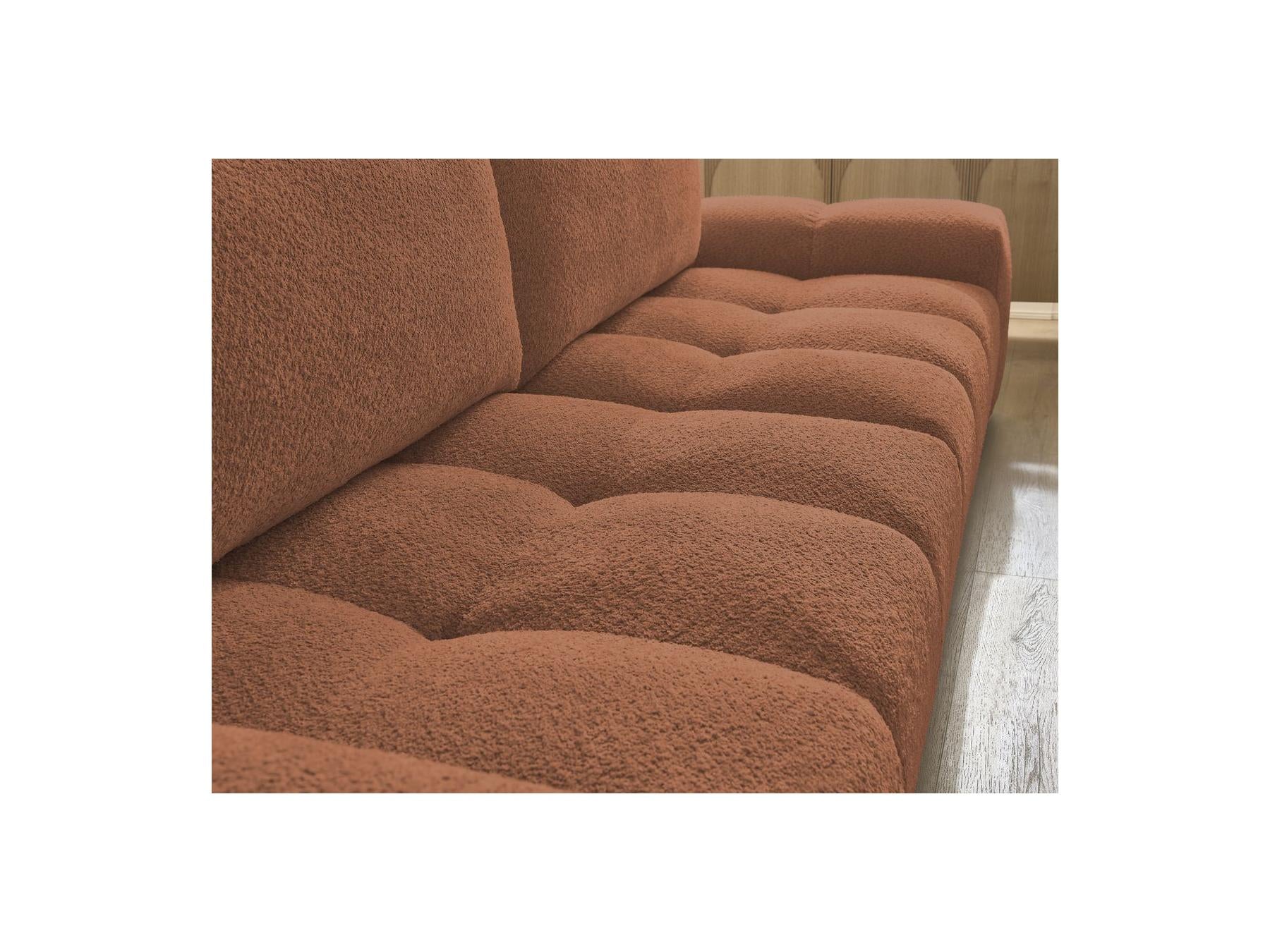 Anakin - Fixed Straight 3-Seater Sofa - Bouclé Fabric - 2 Cushions