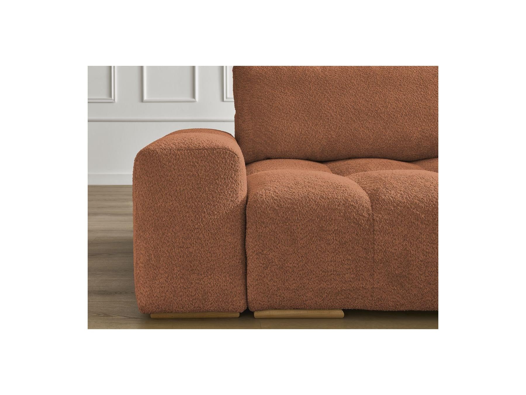 Anakin - Fixed Straight 3-Seater Sofa - Bouclé Fabric - 2 Cushions