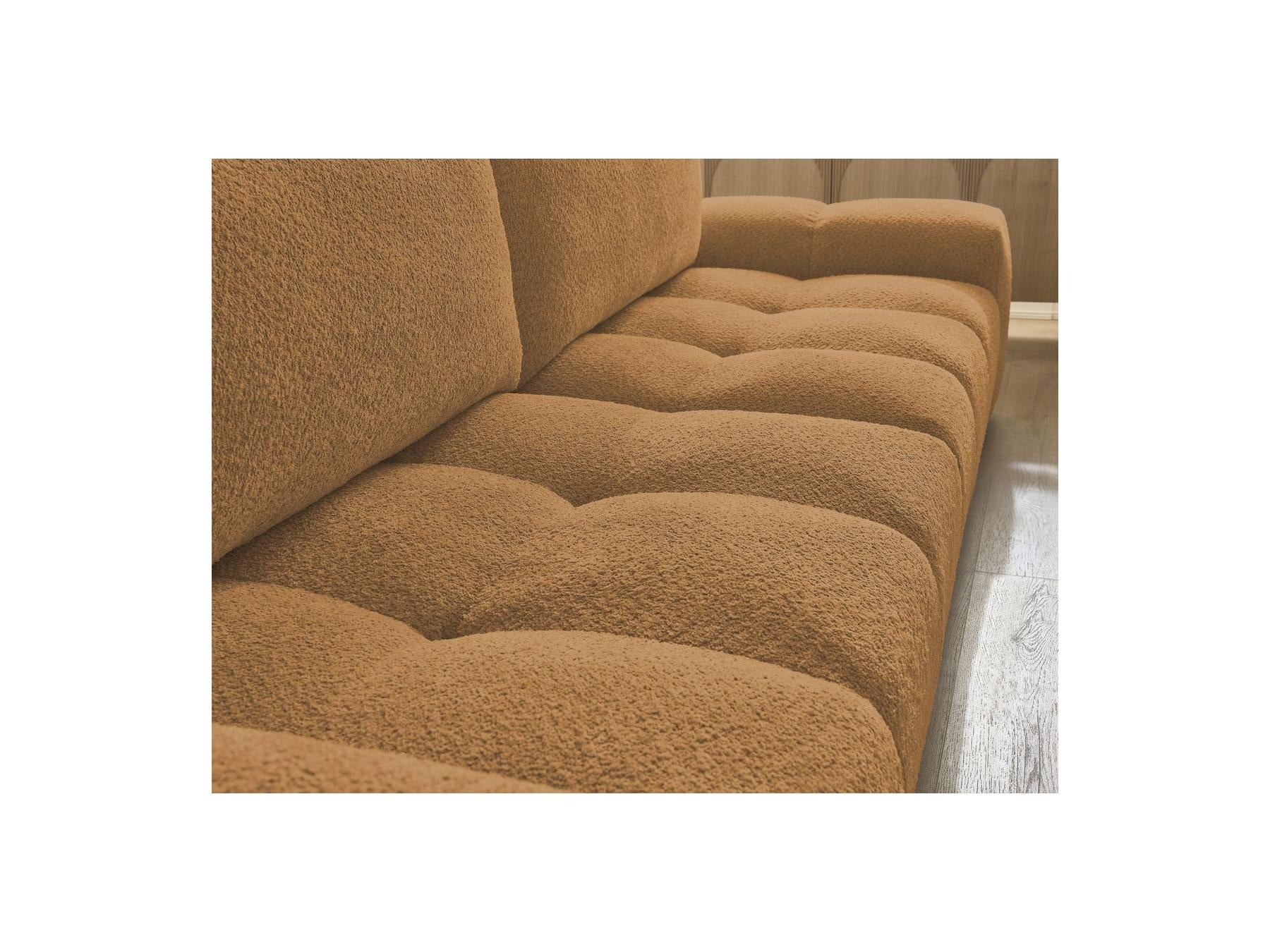 Anakin - Fixed Straight 3-Seater Sofa - Bouclé Fabric - 2 Cushions