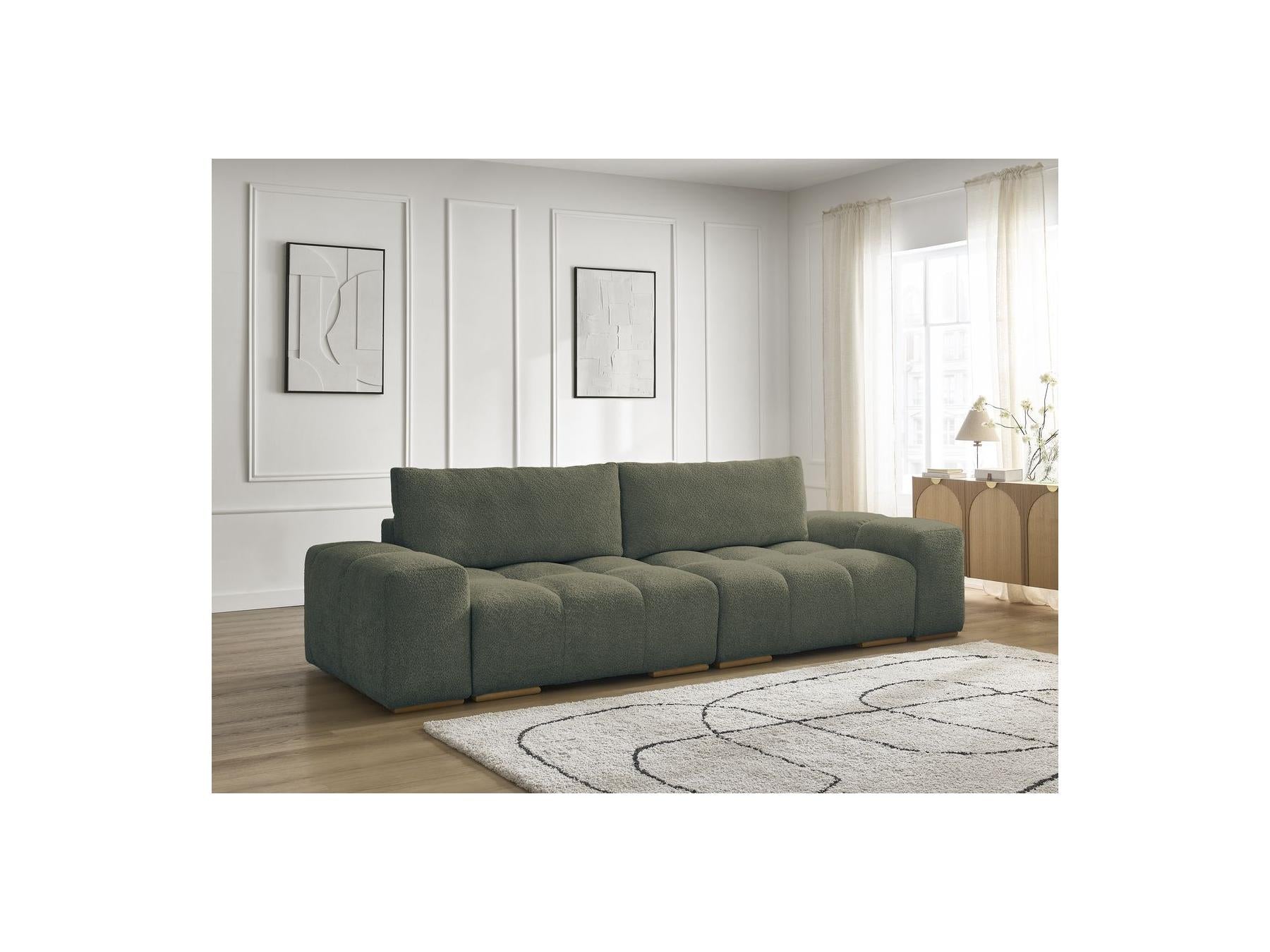 Anakin - Fixed Straight 3-Seater Sofa - Bouclé Fabric - 2 Cushions