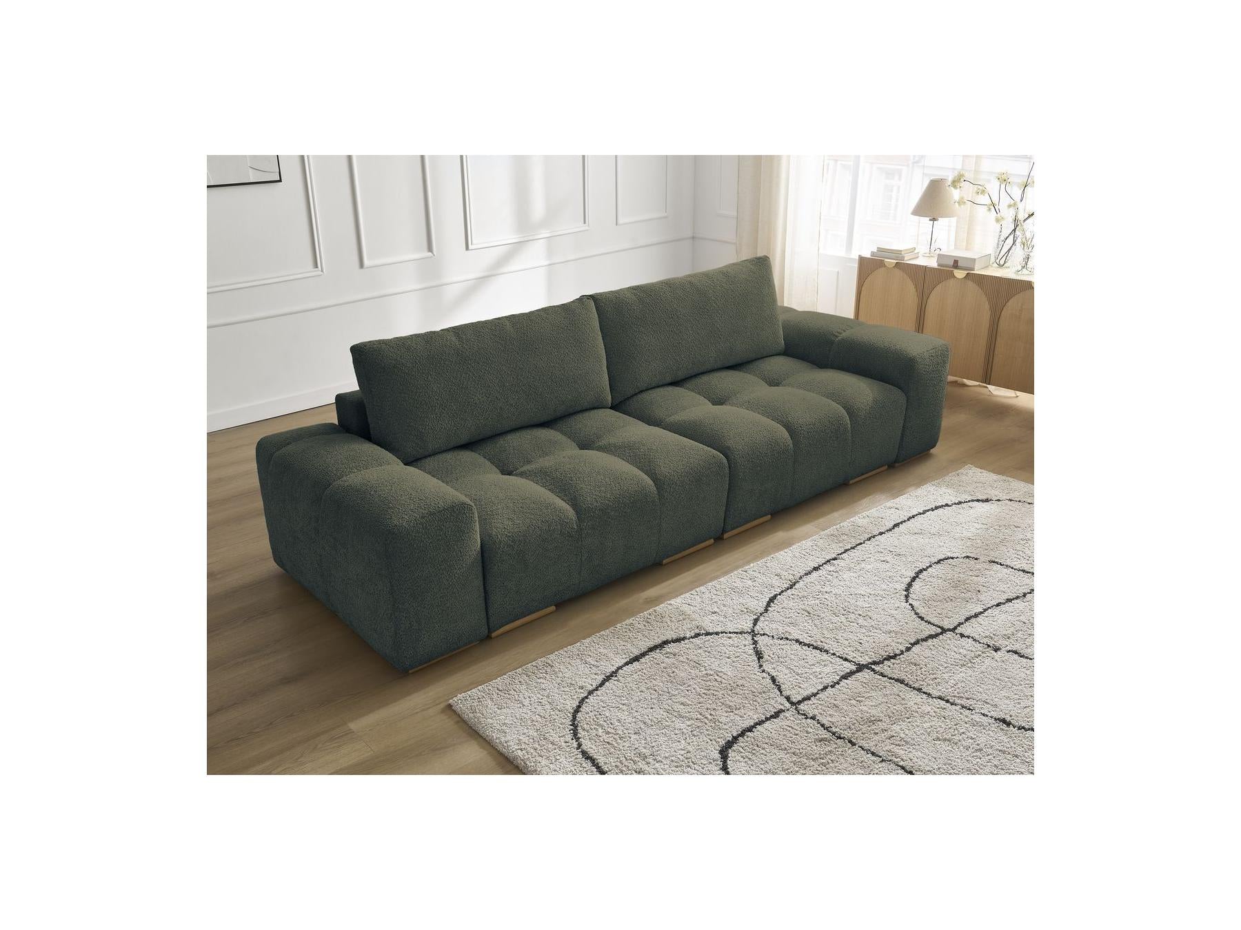 Anakin - Fixed Straight 3-Seater Sofa - Bouclé Fabric - 2 Cushions