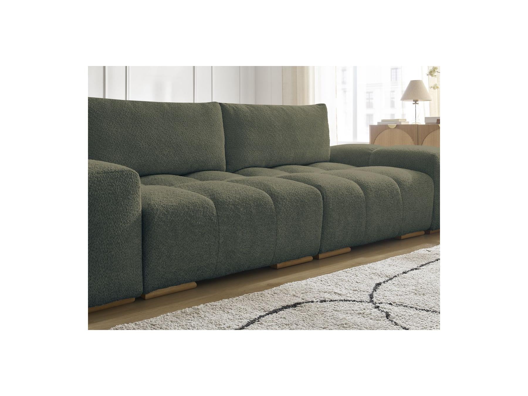 Anakin - Fixed Straight 3-Seater Sofa - Bouclé Fabric - 2 Cushions