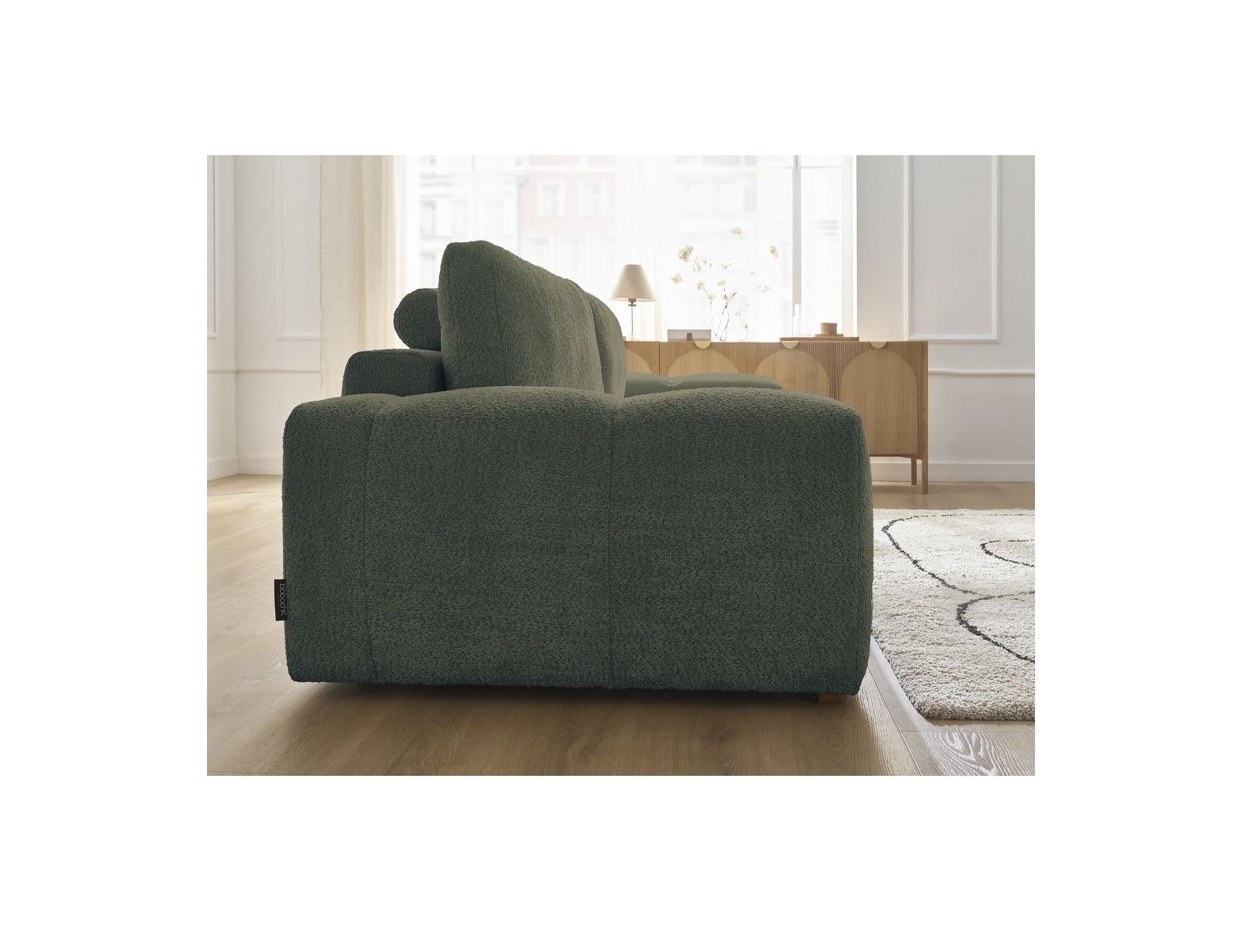 Anakin - Fixed Straight 3-Seater Sofa - Bouclé Fabric - 2 Cushions