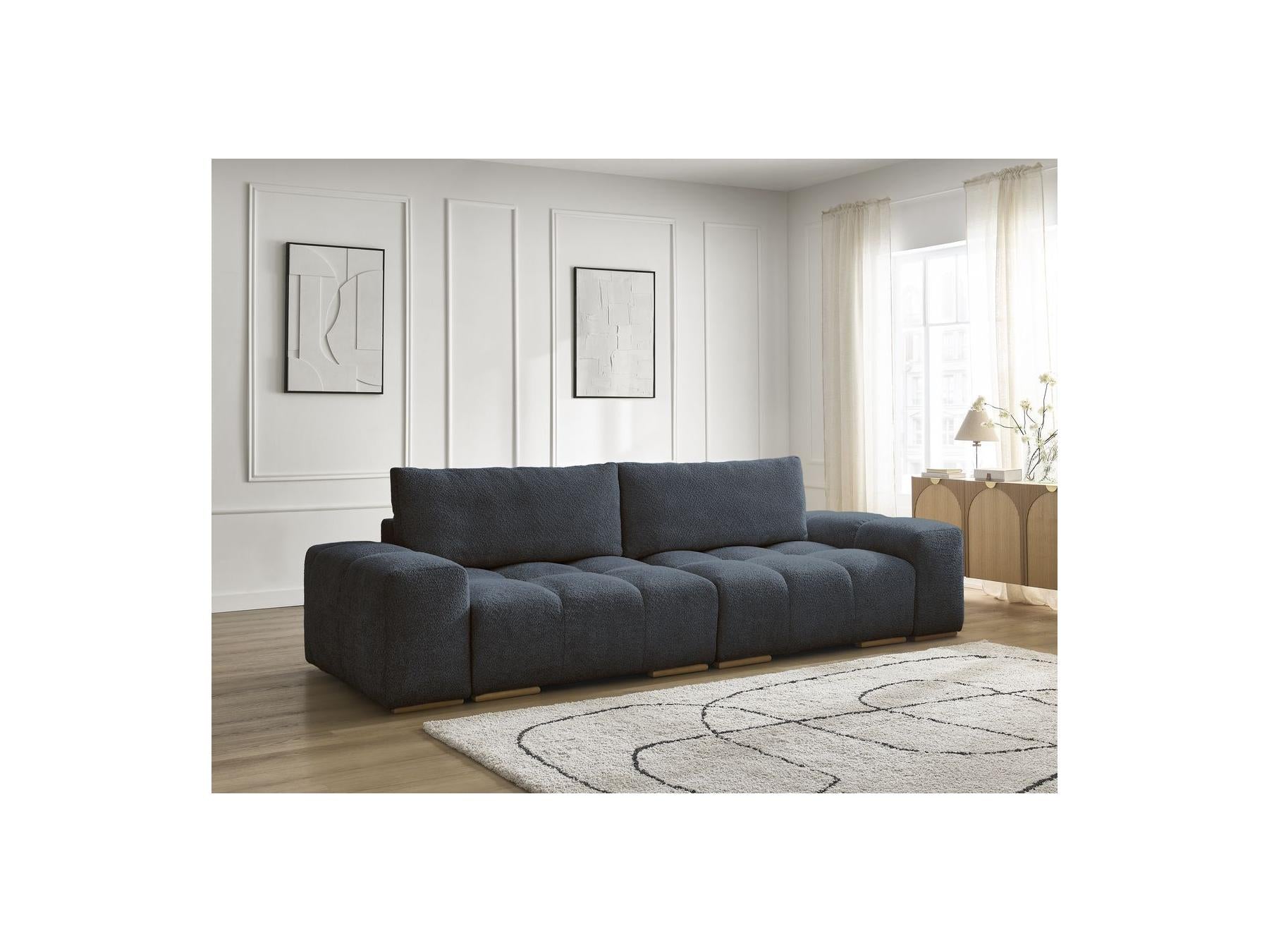 Anakin - Fixed Straight 3-Seater Sofa - Bouclé Fabric - 2 Cushions