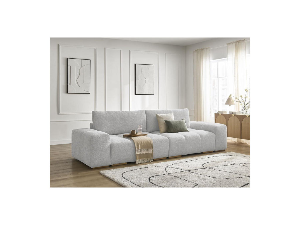 Anakin - Fixed Straight 3-Seater Sofa - Bouclé Fabric - 2 Cushions