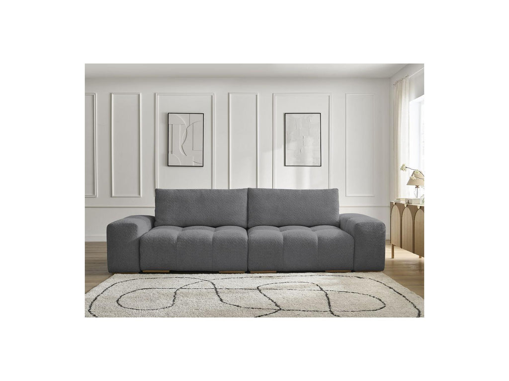 Anakin - Fixed Straight 3-Seater Sofa - Bouclé Fabric - 2 Cushions