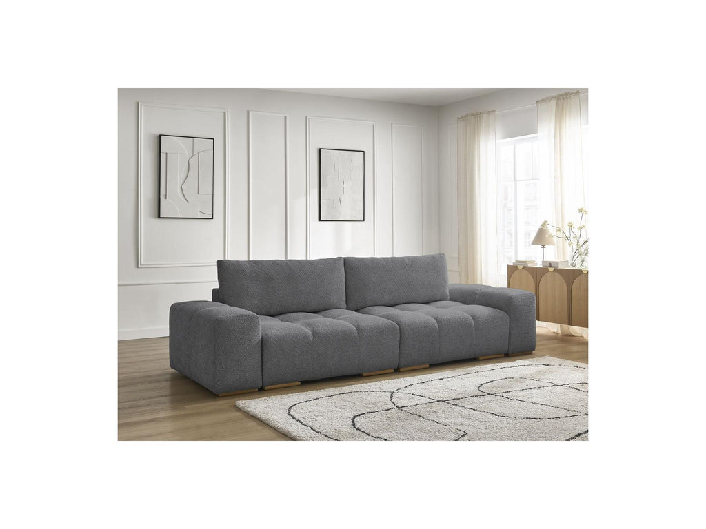 Anakin - Fixed Straight 3-Seater Sofa - Bouclé Fabric - 2 Cushions