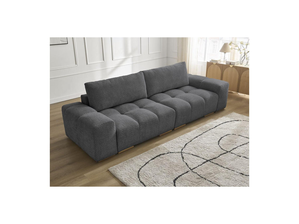 Anakin - Fixed Straight 3-Seater Sofa - Bouclé Fabric - 2 Cushions