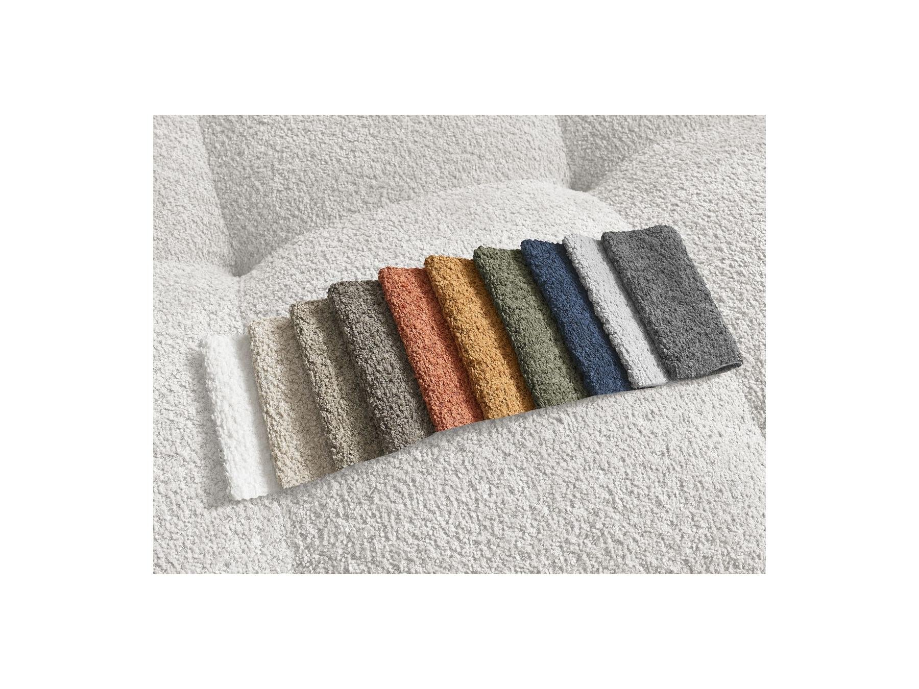 Anakin - Canapé Droit Fixe 3 Places - Tissu Bouclette - 6 Coussins