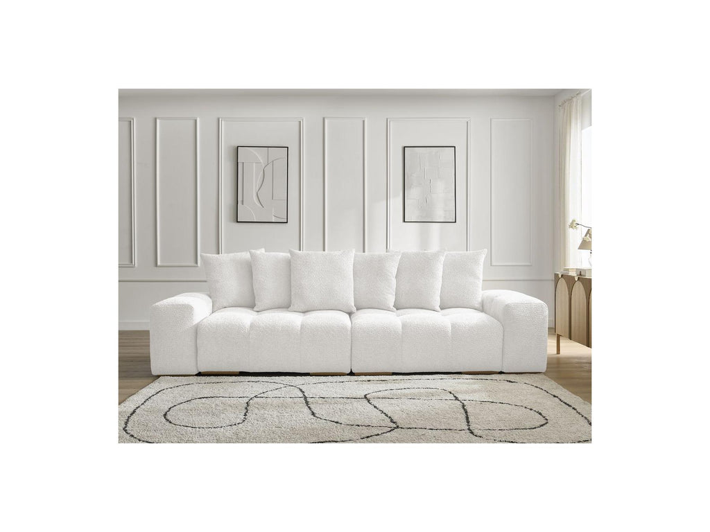 Anakin - Canapé Droit Fixe 3 Places - Tissu Bouclette - 6 Coussins