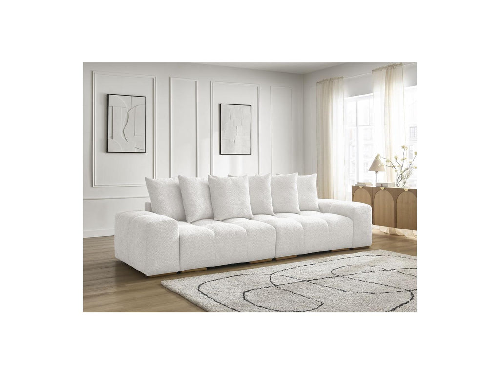 Anakin - Canapé Droit Fixe 3 Places - Tissu Bouclette - 6 Coussins