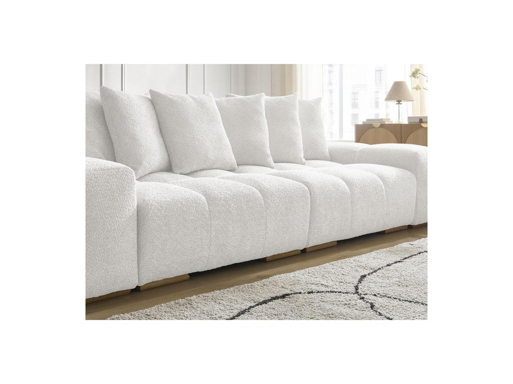Anakin - Canapé Droit Fixe 3 Places - Tissu Bouclette - 6 Coussins