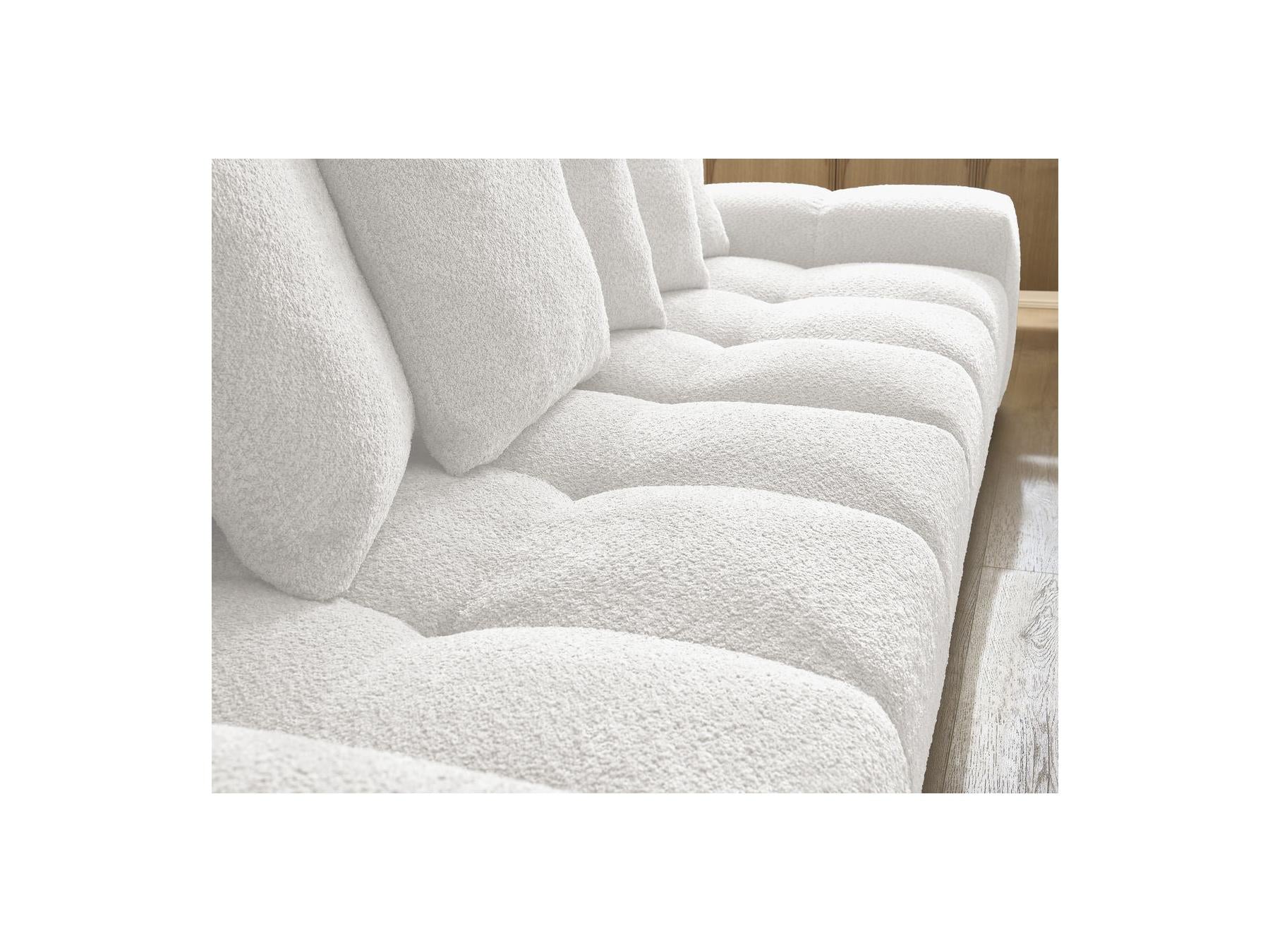 Anakin - Canapé Droit Fixe 3 Places - Tissu Bouclette - 6 Coussins