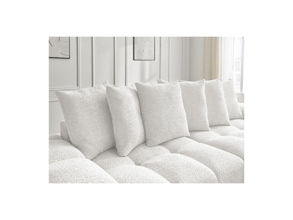 Anakin - Canapé Droit Fixe 3 Places - Tissu Bouclette - 6 Coussins