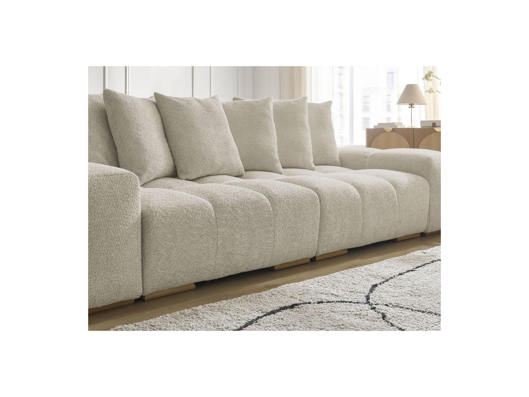 Anakin - Canapé Droit Fixe 3 Places - Tissu Bouclette - 6 Coussins