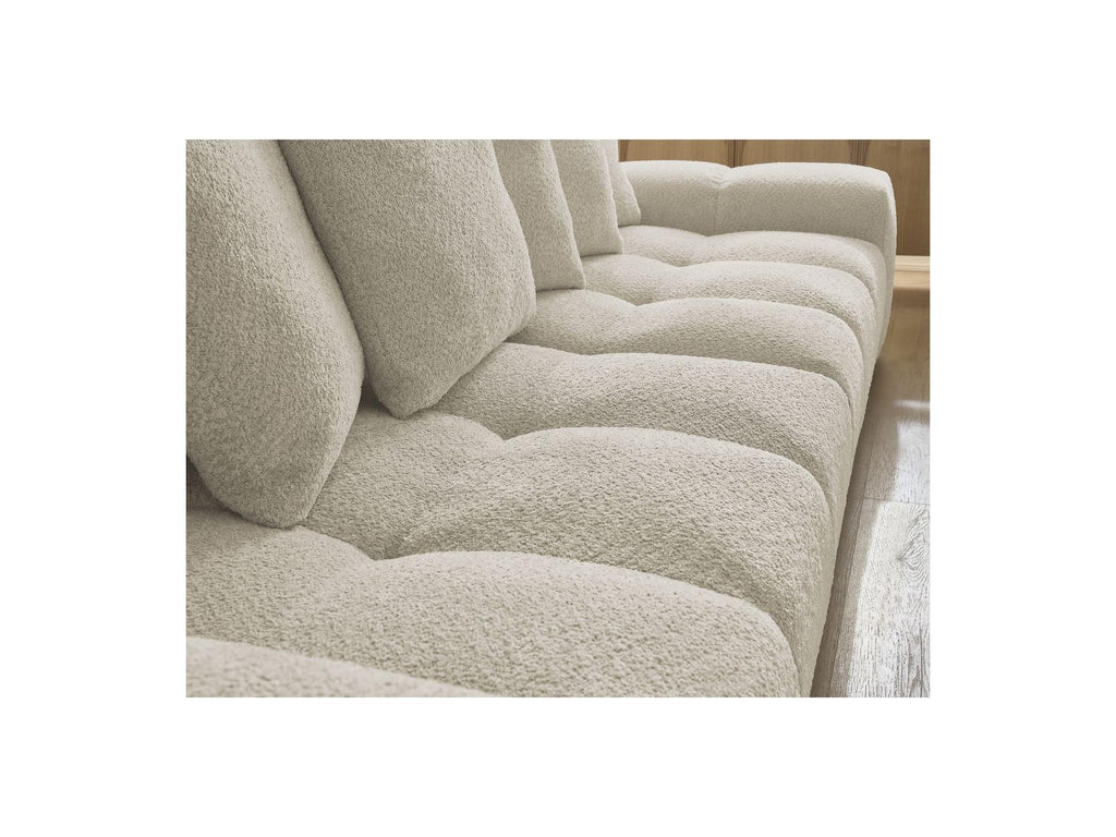 Anakin - Canapé Droit Fixe 3 Places - Tissu Bouclette - 6 Coussins