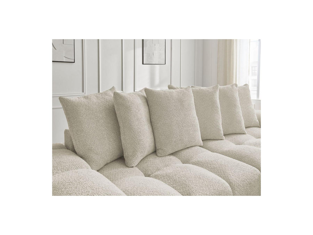 Anakin - Canapé Droit Fixe 3 Places - Tissu Bouclette - 6 Coussins